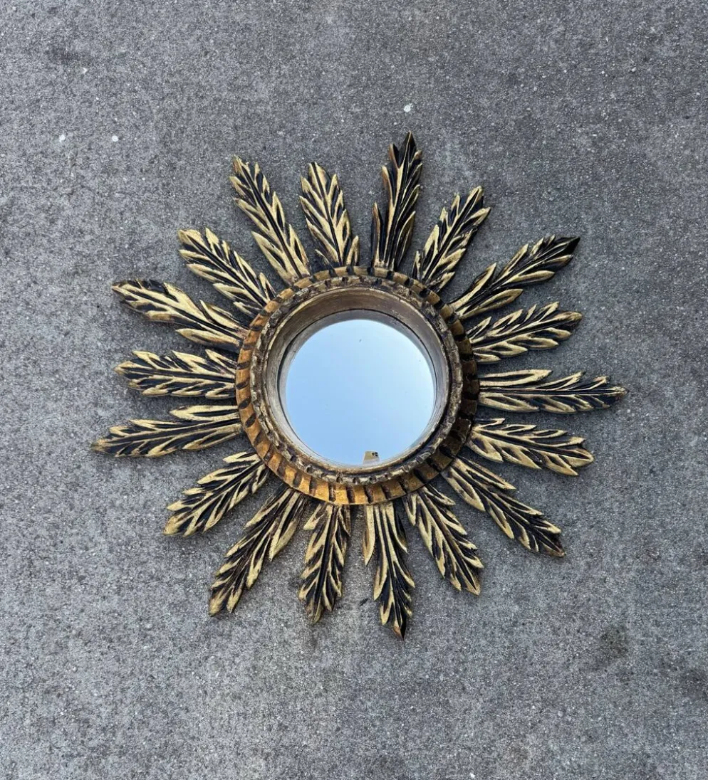 Miroir convexe doré ancien