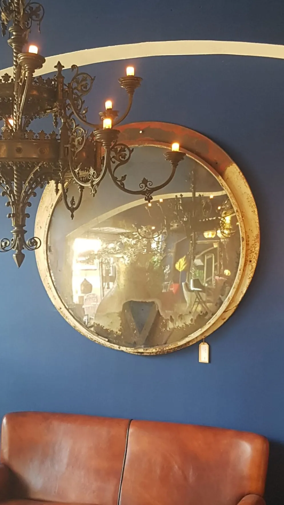 Miroir convexe tchèque industriel, années 1960 - 135cm