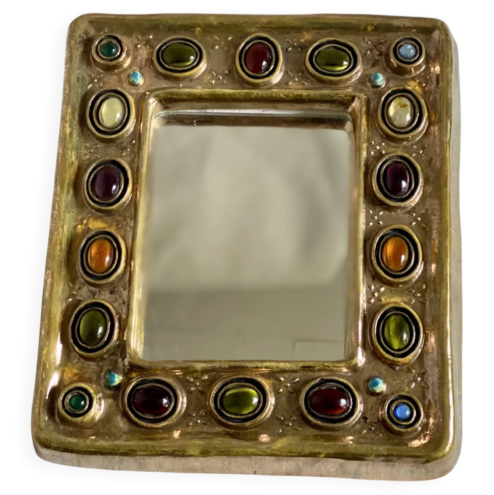 Miroir céramique de manon thomas (vallauris) vintage 1960