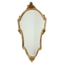 Miroir cranté en or classique Deknudt, biseauté, style Louis XVI, 94 cm