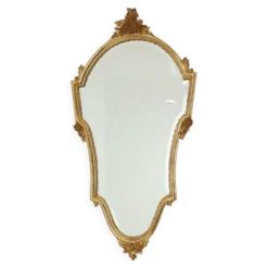 Miroir cranté en or classique Deknudt, biseauté, style Louis XVI, 94 cm