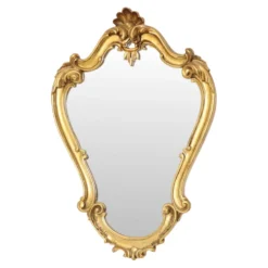 Miroir crêté de style baroque français, doré à la feuille d'or, 72 cm