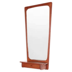 Miroir danois de style mid-century avec cadre en teck