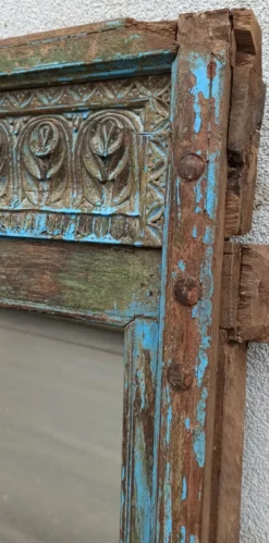 Miroir dans cadre en bois ancien, 174x100 cm