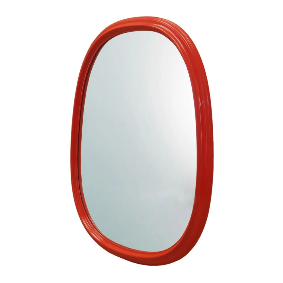 Miroir dans un cadre rouge, design danois, années 1970, fabriqué au Danemark