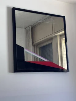 Miroir d'art Eugenio Carmi, style Memphis, design collectible italien des années 70.