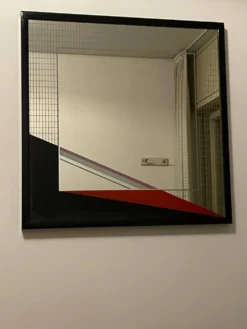 Miroir d'art Eugenio Carmi, style Memphis, design collectible italien des années 70.