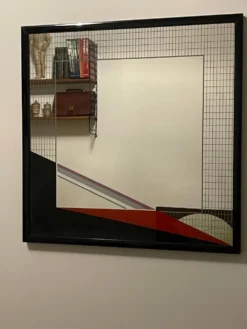 Miroir d'art Eugenio Carmi, style Memphis, design collectible italien des années 70.