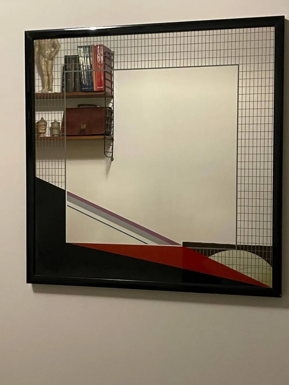 Miroir d'art Eugenio Carmi, style Memphis, design collectible italien des années 70.