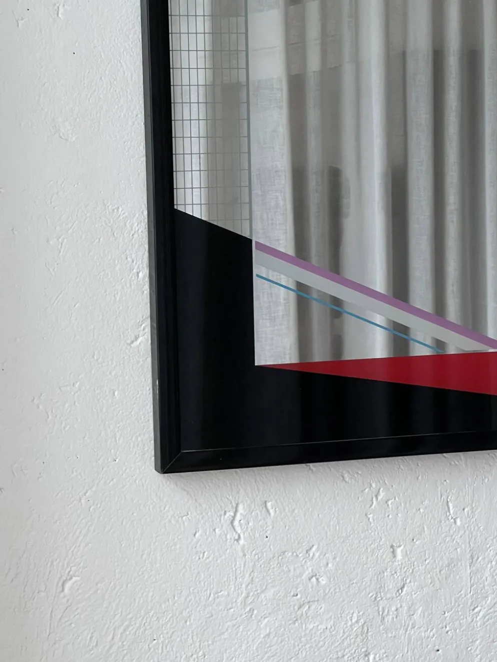 Miroir d'art Eugenio Carmi, style Memphis, design collectible italien des années 70.