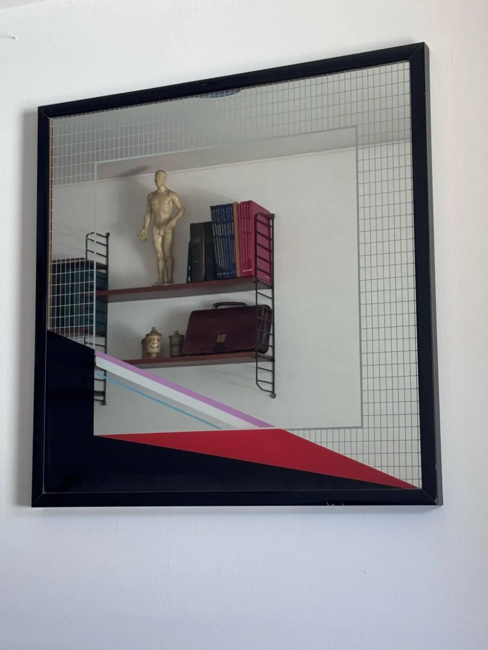 Miroir d'art Eugenio Carmi, style Memphis, design collectible italien des années 70.