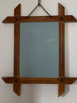 Miroir de barbier en bois blond