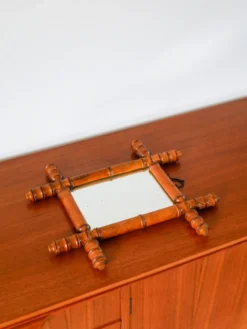 Miroir de barbier en bois effet bambou 38 x 33 cm