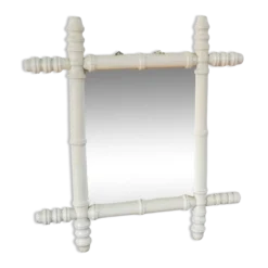 Miroir de barbier en bois effet bambou blanc 46 x 31 cm
