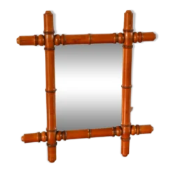 Miroir de barbier en bois effet bambou 44 x 39 cm