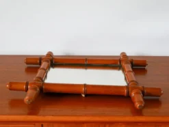 Miroir de barbier en bois effet bambou 44 x 39 cm
