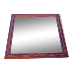 Miroir de barbier encadrement en bois pitchpin à double filets années 1930-1940