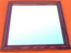 Miroir de barbier encadrement en bois pitchpin à double filets années 1930-1940
