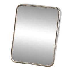 Miroir de barbier à poser en métal argenté