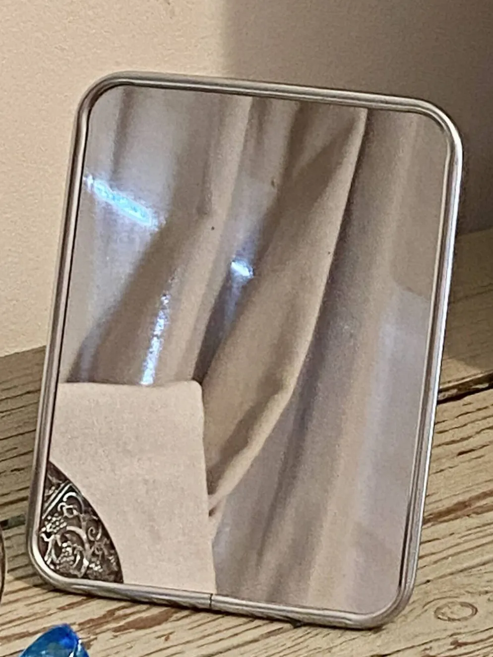Miroir de barbier à poser en métal argenté