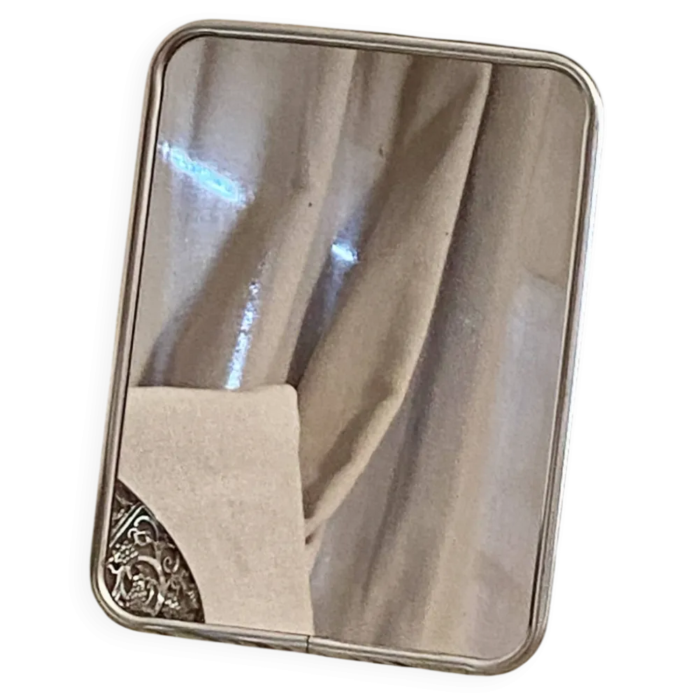 Miroir de barbier à poser en métal argenté
