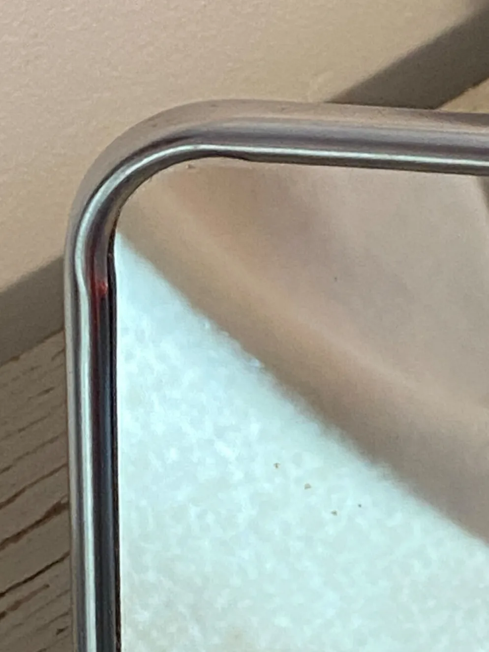 Miroir de barbier à poser en métal argenté