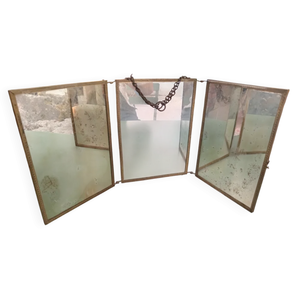 Miroir de barbier triptyque