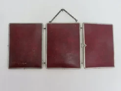 Miroir de barbier triptyque à chainette avec fermoir années 30 40