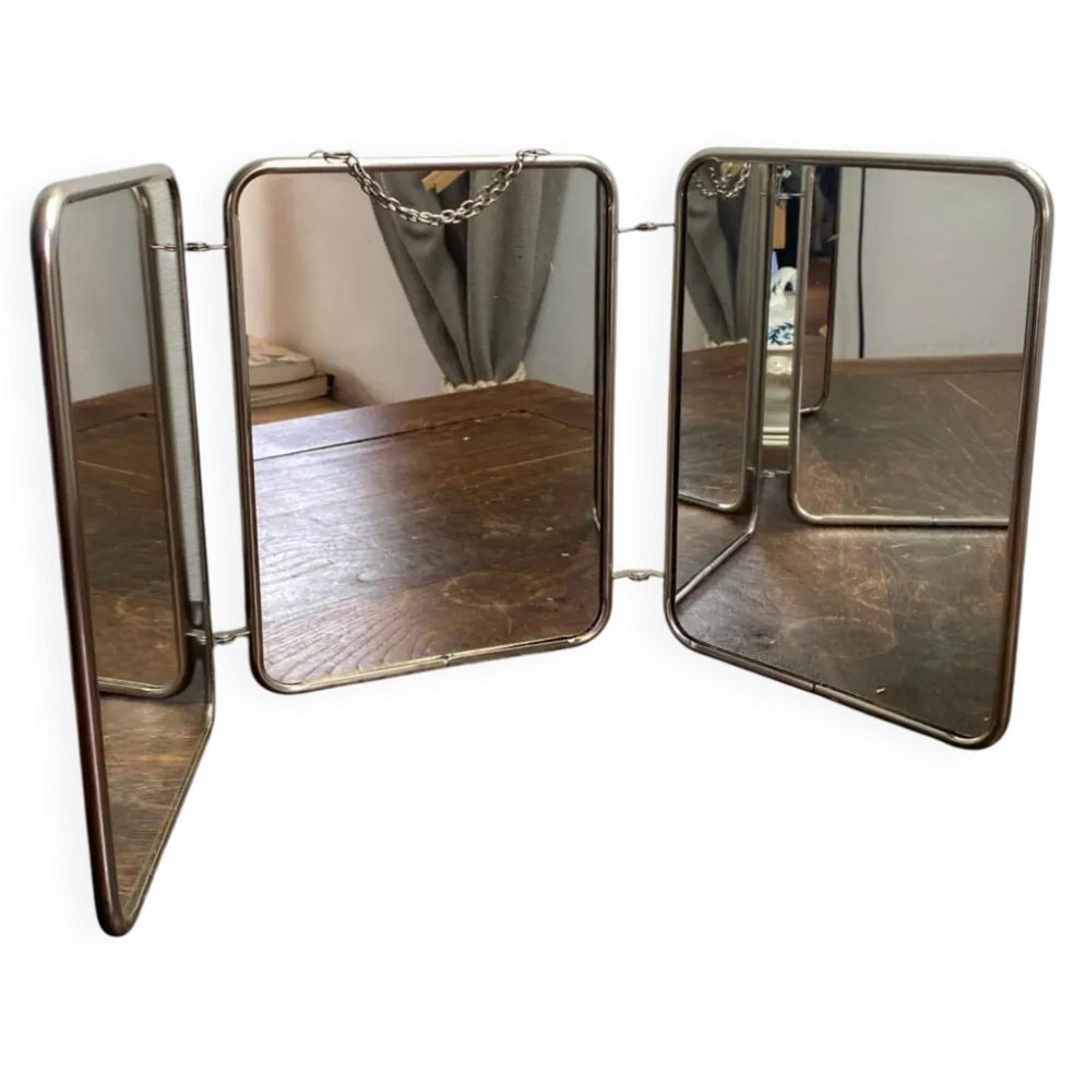 Miroir de barbier triptyque, 1960, dos pied de poule