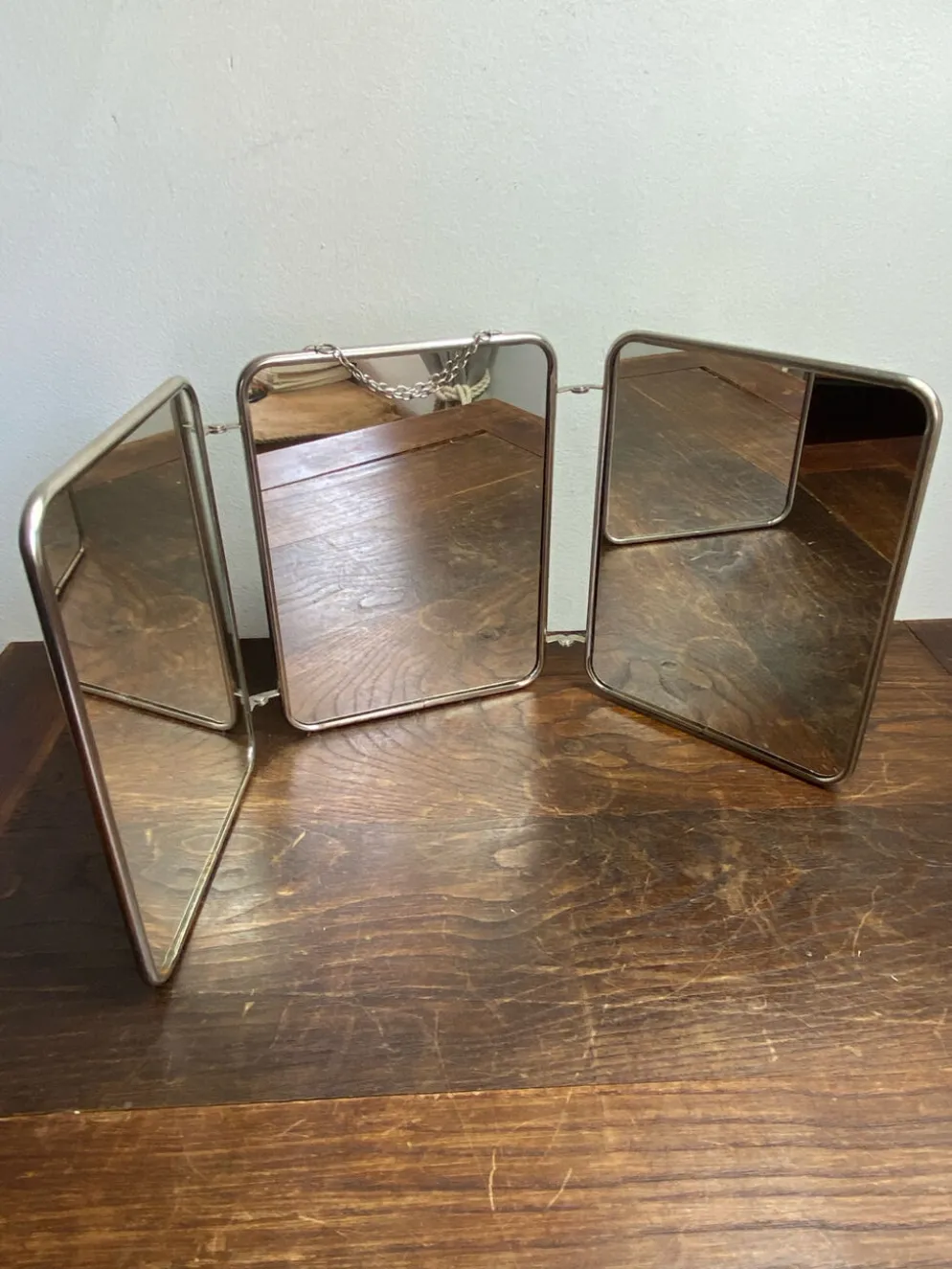 Miroir de barbier triptyque, 1960, dos pied de poule