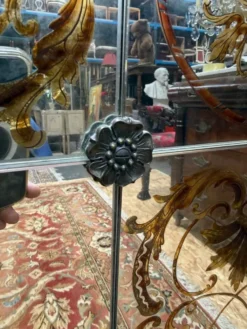 Miroir de brasserie Art Nouveau – Verre églomisé – Bois laqué – Bronze