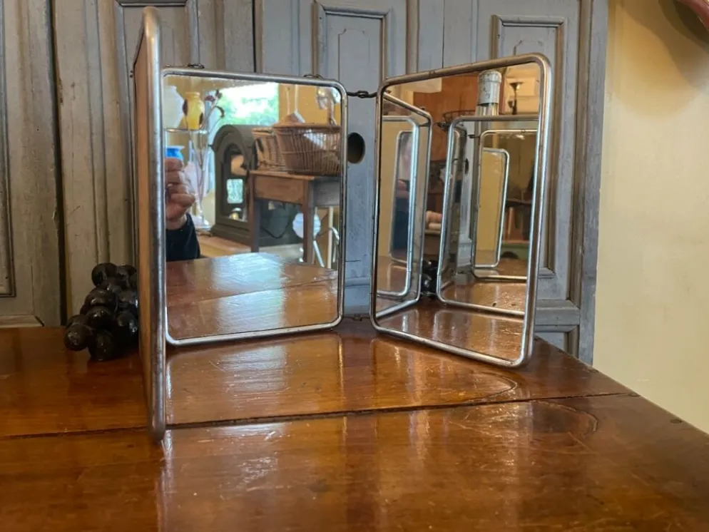 Miroir de coiffeur 3 volets vintage