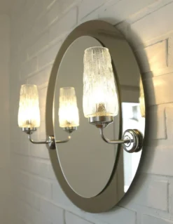 Miroir de courtoisie éclairé, miroir mural de salle de bain vintage d'Allemagne des années 1980