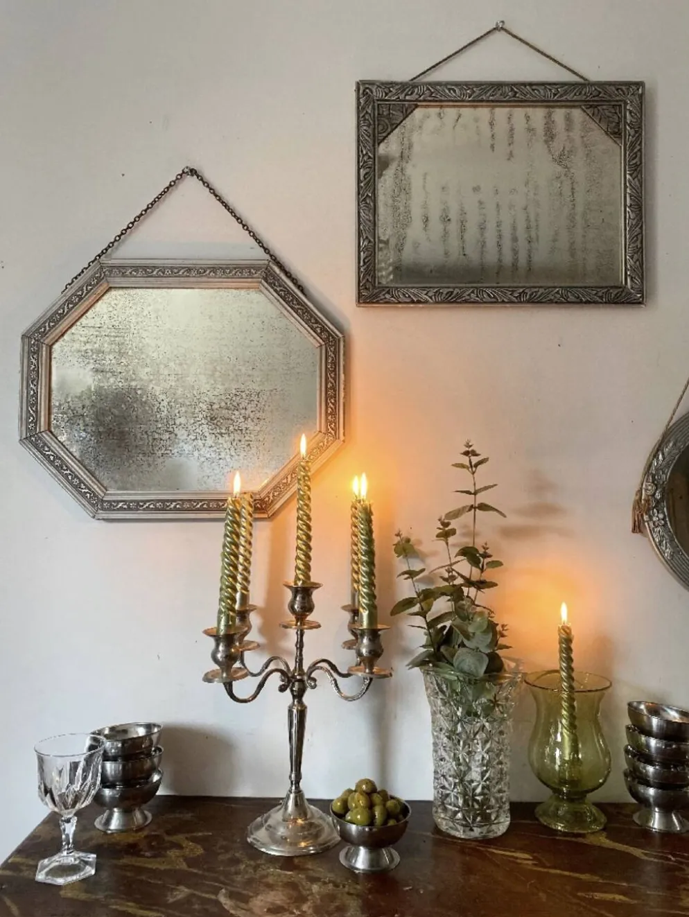 Miroir de courtoisie octogonal 1950