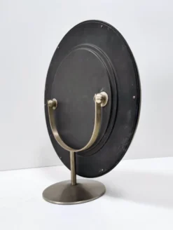 Miroir de courtoisie rond en laiton anodisé, attribution à Sergio Mazza, Italie