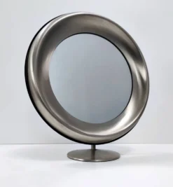 Miroir de courtoisie rond en laiton anodisé, attribution à Sergio Mazza, Italie
