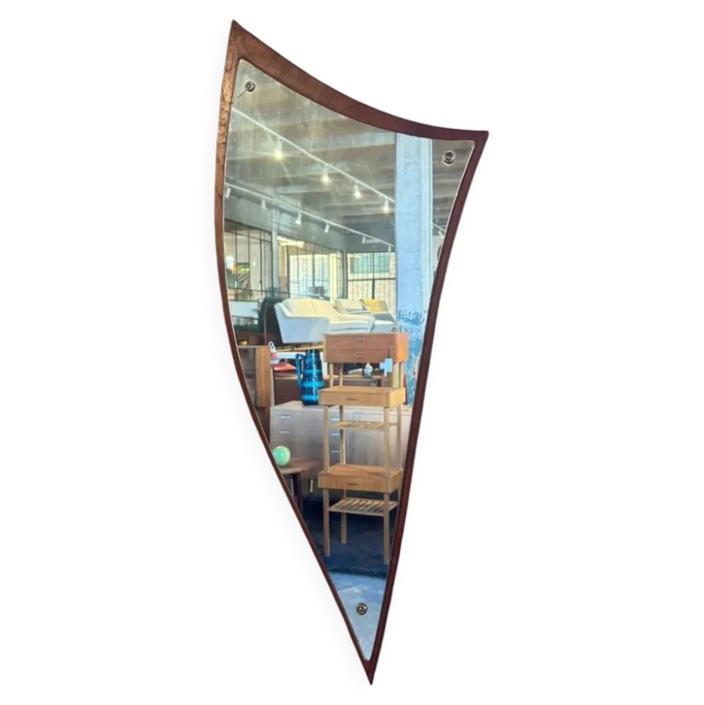 Miroir de forme irrégulière en teck, Danemark années 1960