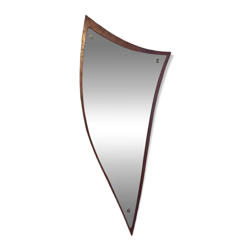 Miroir de forme irrégulière en teck, Danemark années 1960