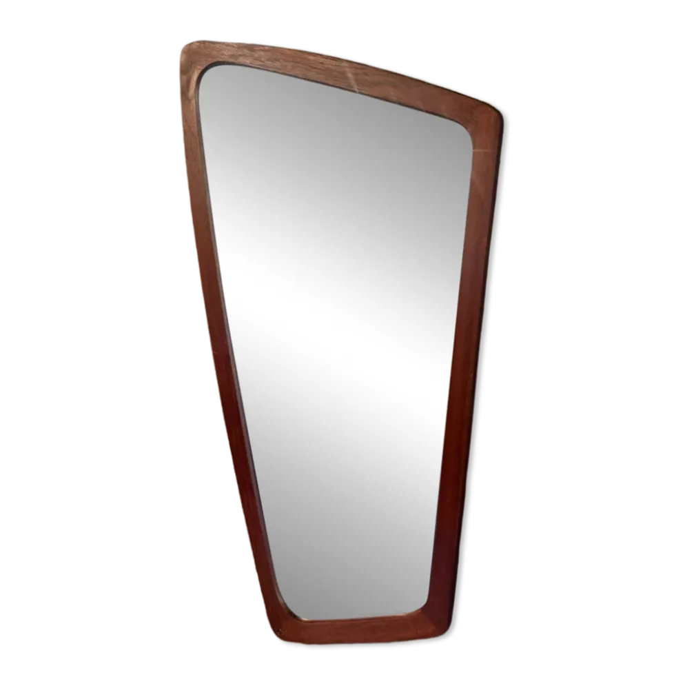Miroir de forme libre avec cadre en teck, années 1960