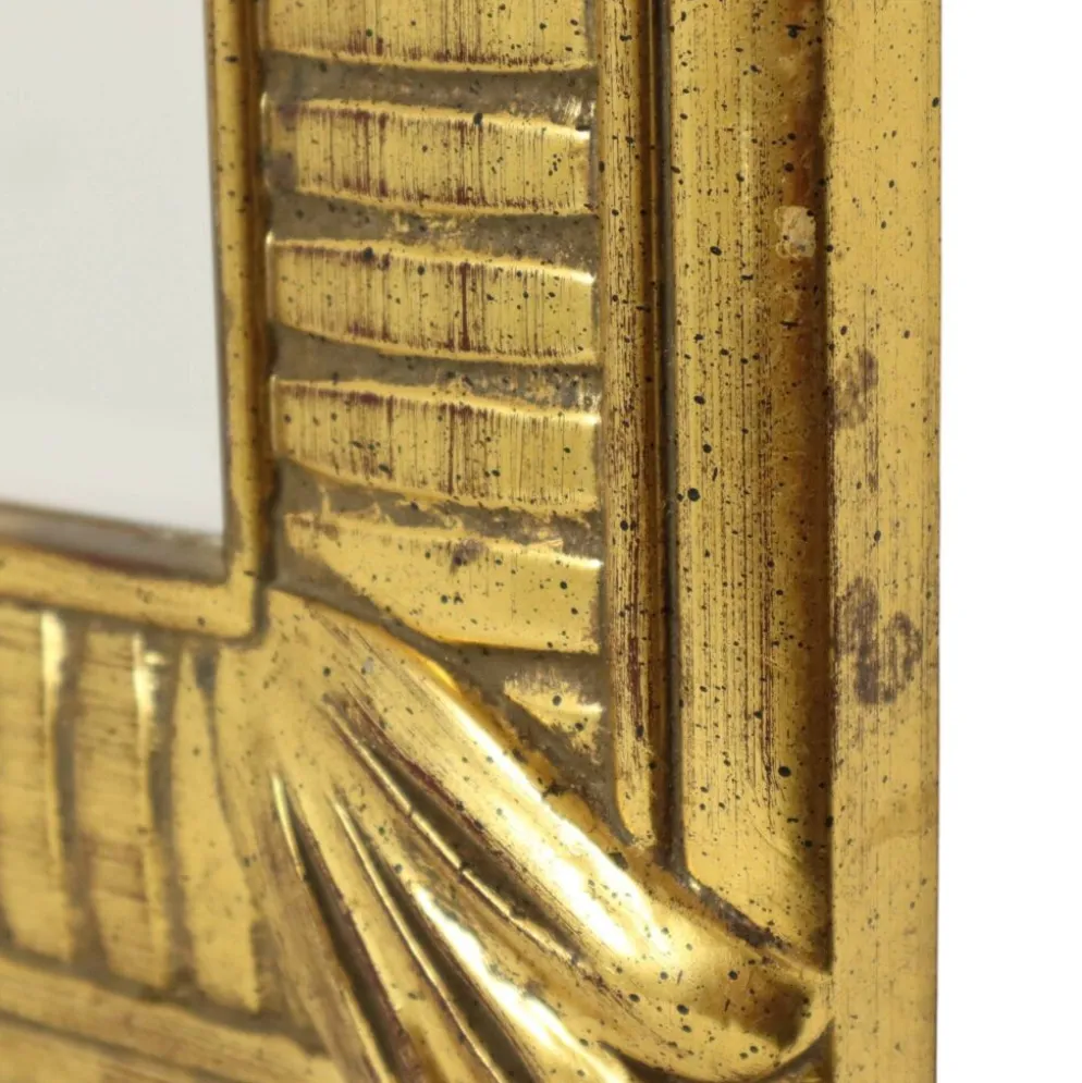 Miroir Deknudt en or Hollywood Regency biseauté 92 cm