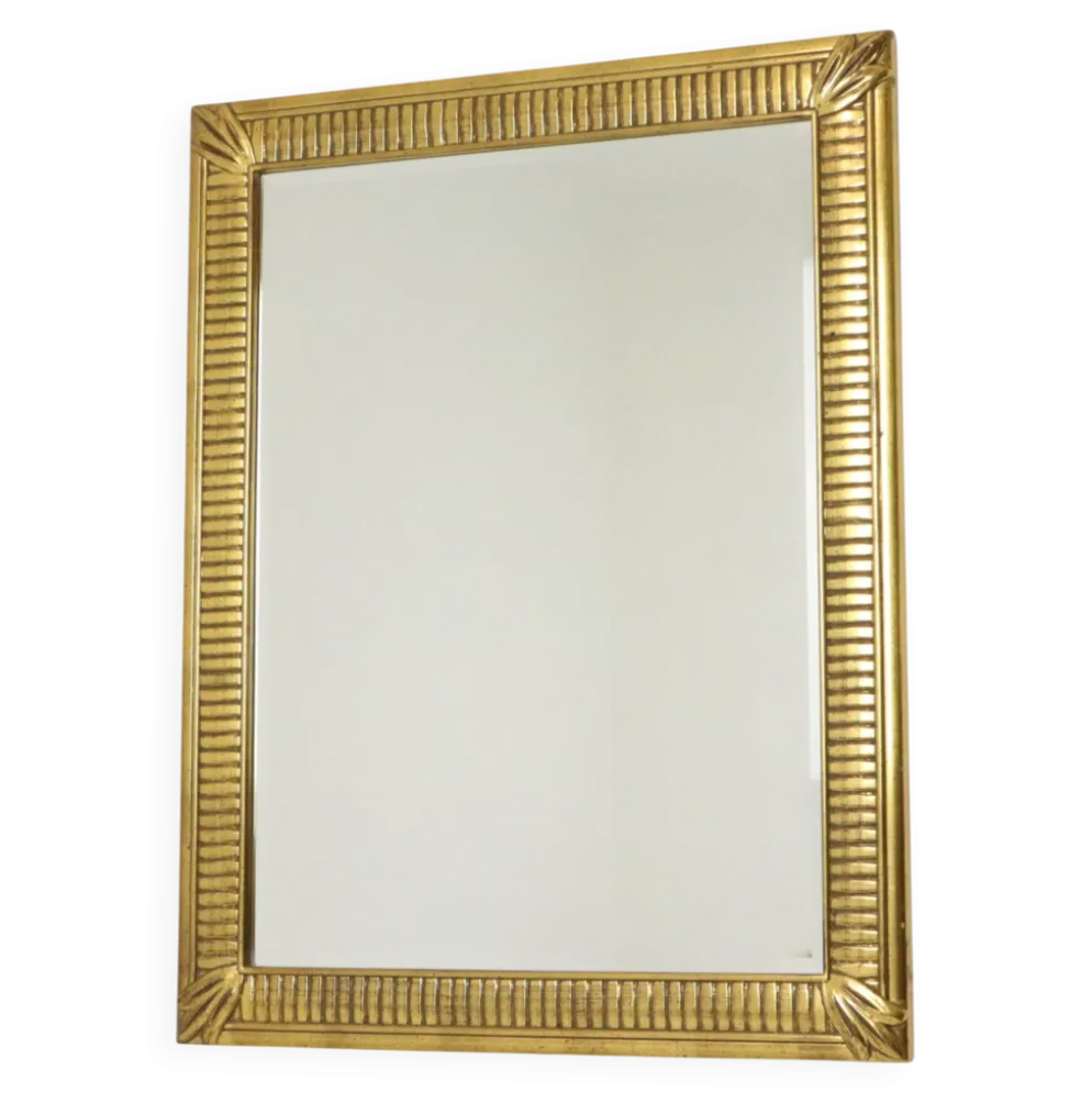 Miroir Deknudt en or Hollywood Regency biseauté 92 cm