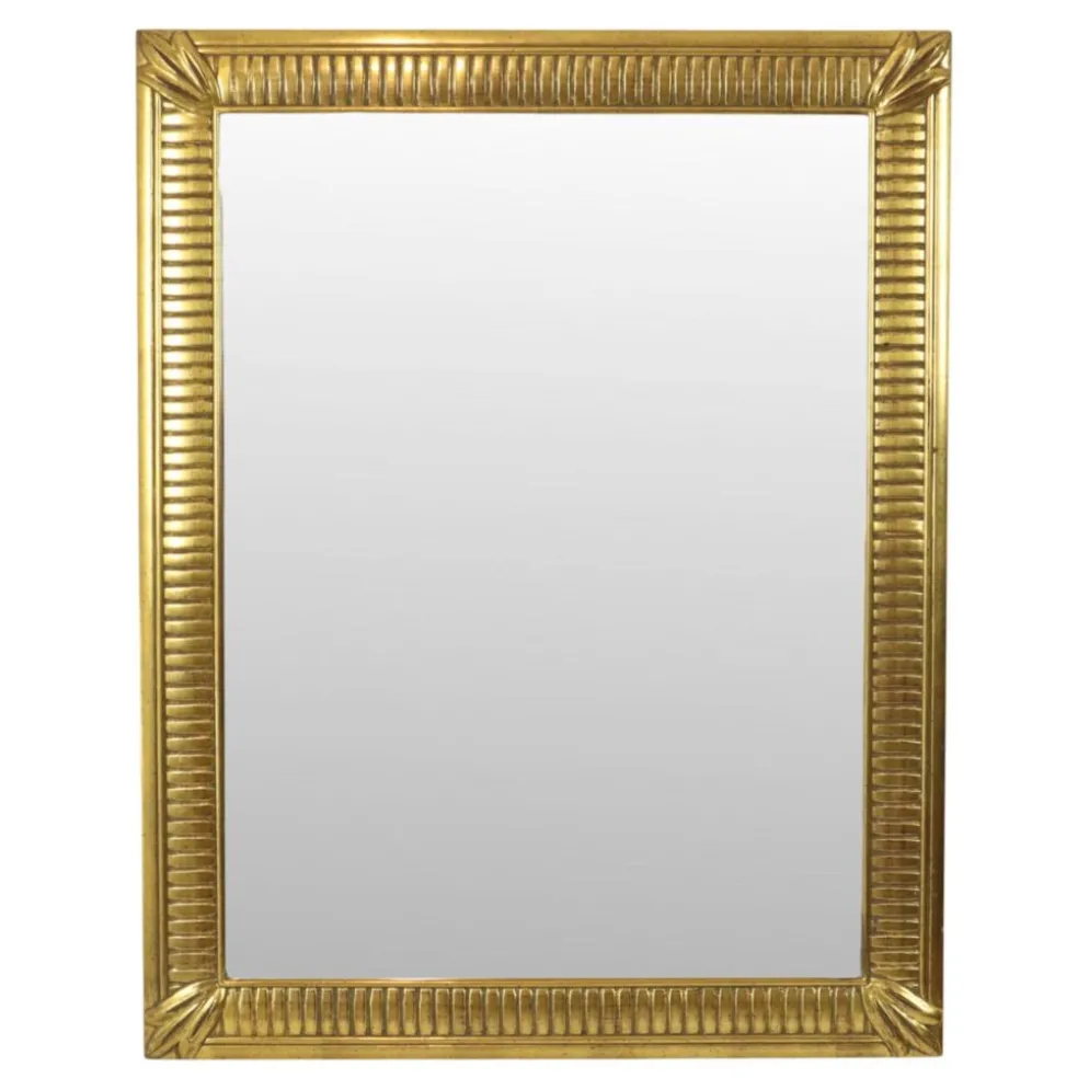 Miroir Deknudt en or Hollywood Regency biseauté 92 cm