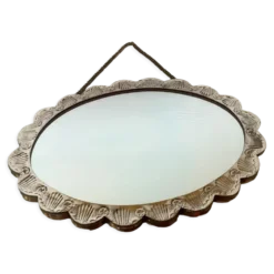 Miroir de mariée argent turc style ottoman fleurs en relief
