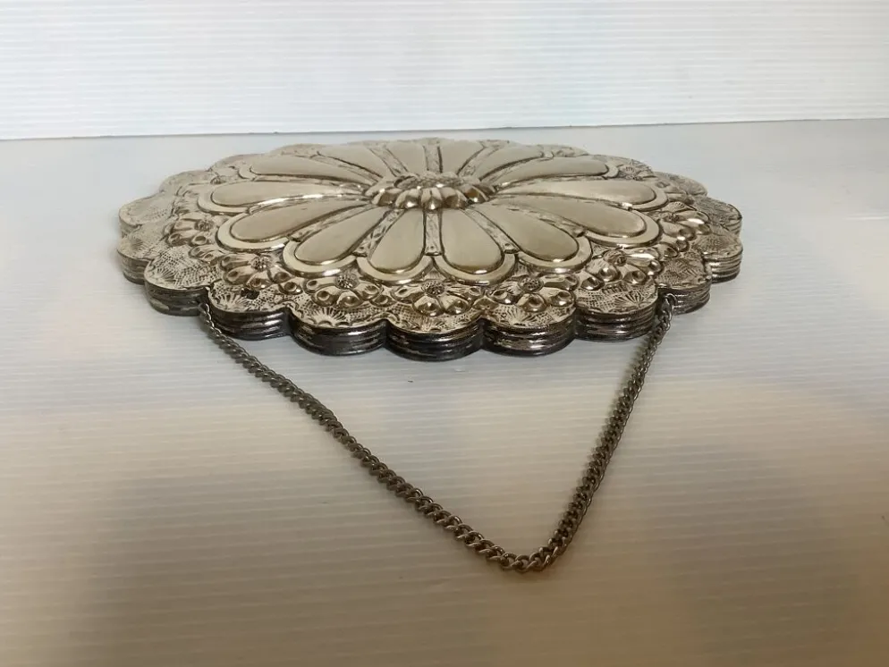 Miroir de mariée argent turc style ottoman fleurs en relief