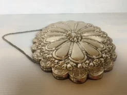 Miroir de mariée argent turc style ottoman fleurs en relief