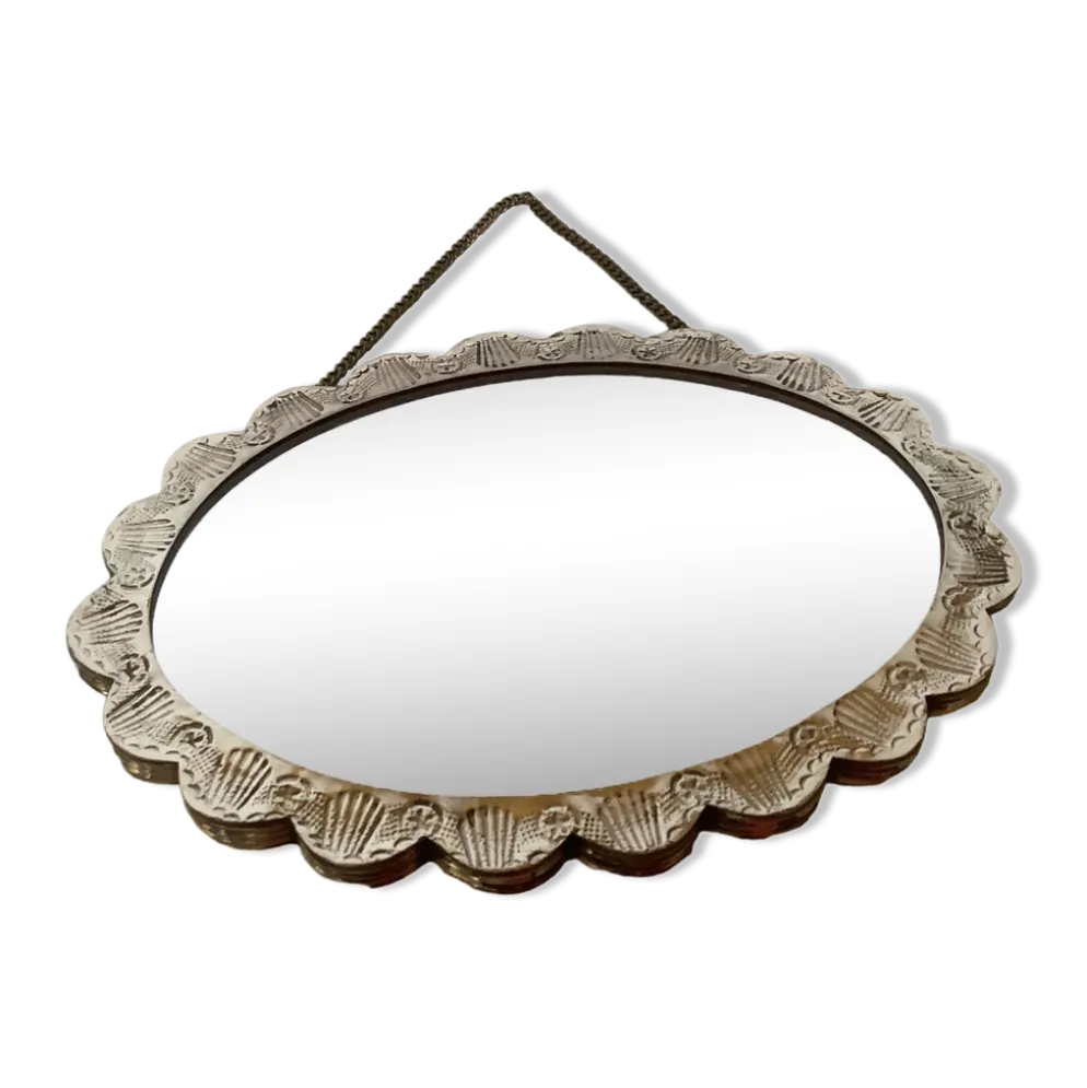 Miroir de mariée argent turc style ottoman fleurs en relief
