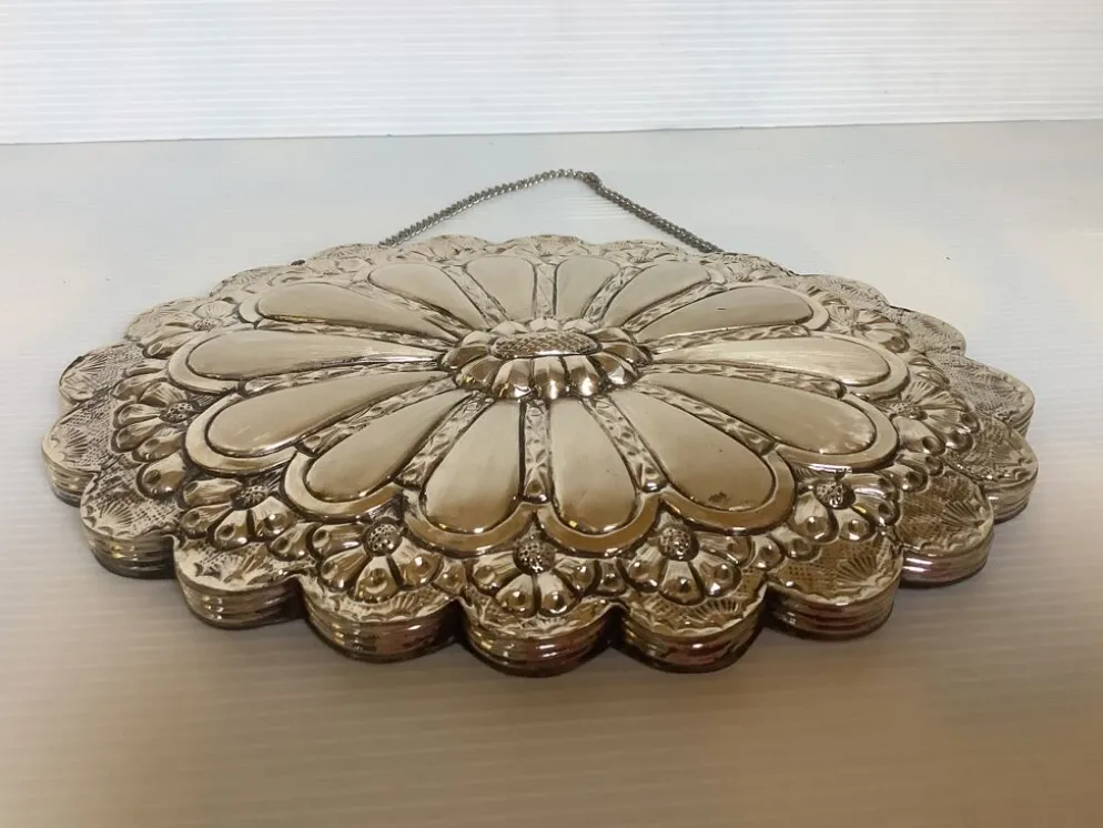 Miroir de mariée argent turc style ottoman fleurs en relief