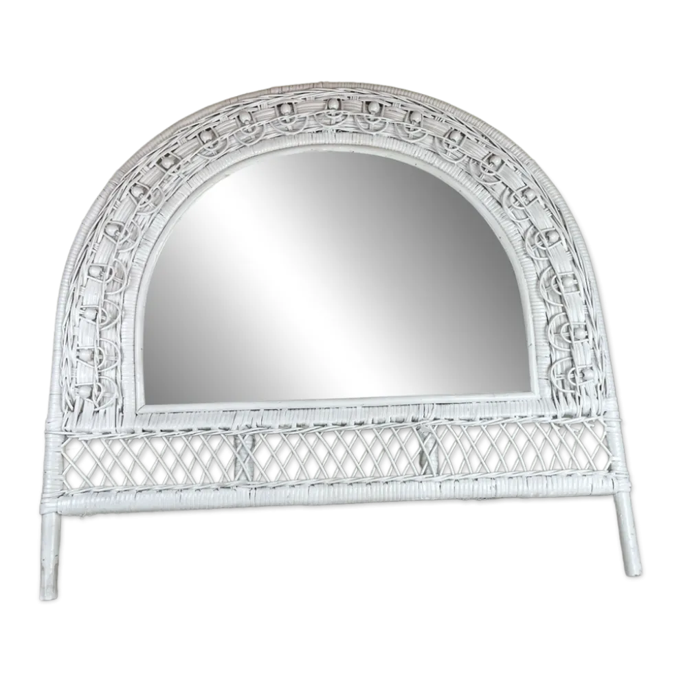 Miroir demie lune en osier