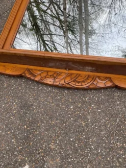 Miroir d'entrée art déco 1950 en chêne massif console