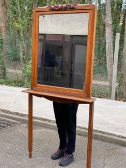 Miroir d'entrée art déco 1950 en chêne massif console